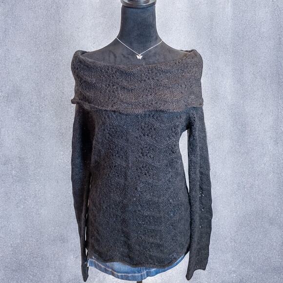 Vintage Y2K Ann Taylor Loft Wool Mohair Blend Off Shoulder Loose Knit Sweater - Picture 3 of 7